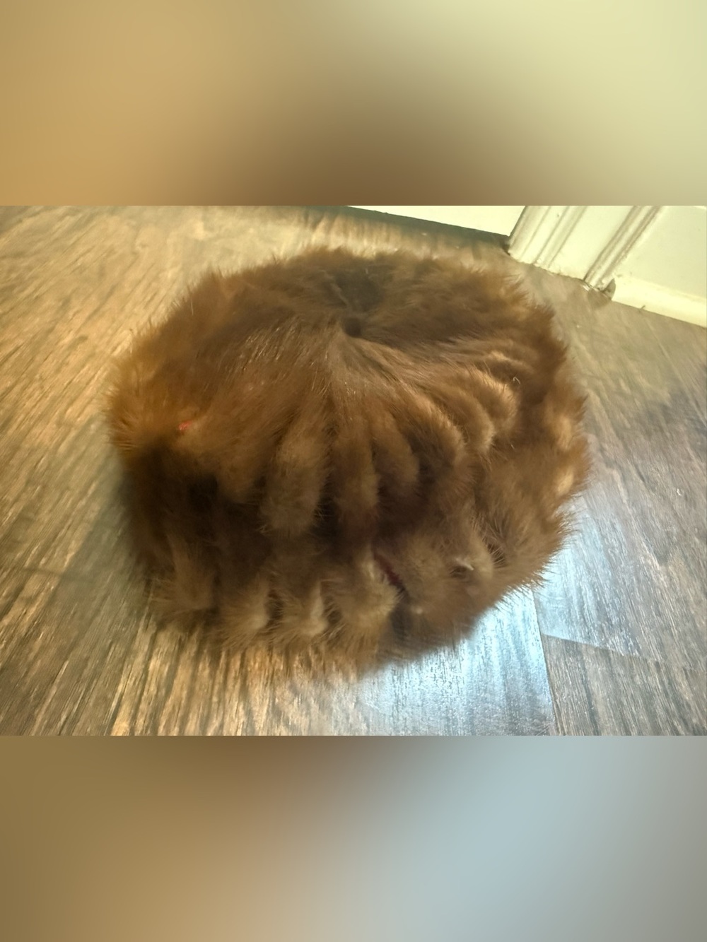 Vintage 1960 Genuine Pastel Mink Fur Honey Blonde Padded Winter Headband Hat S M